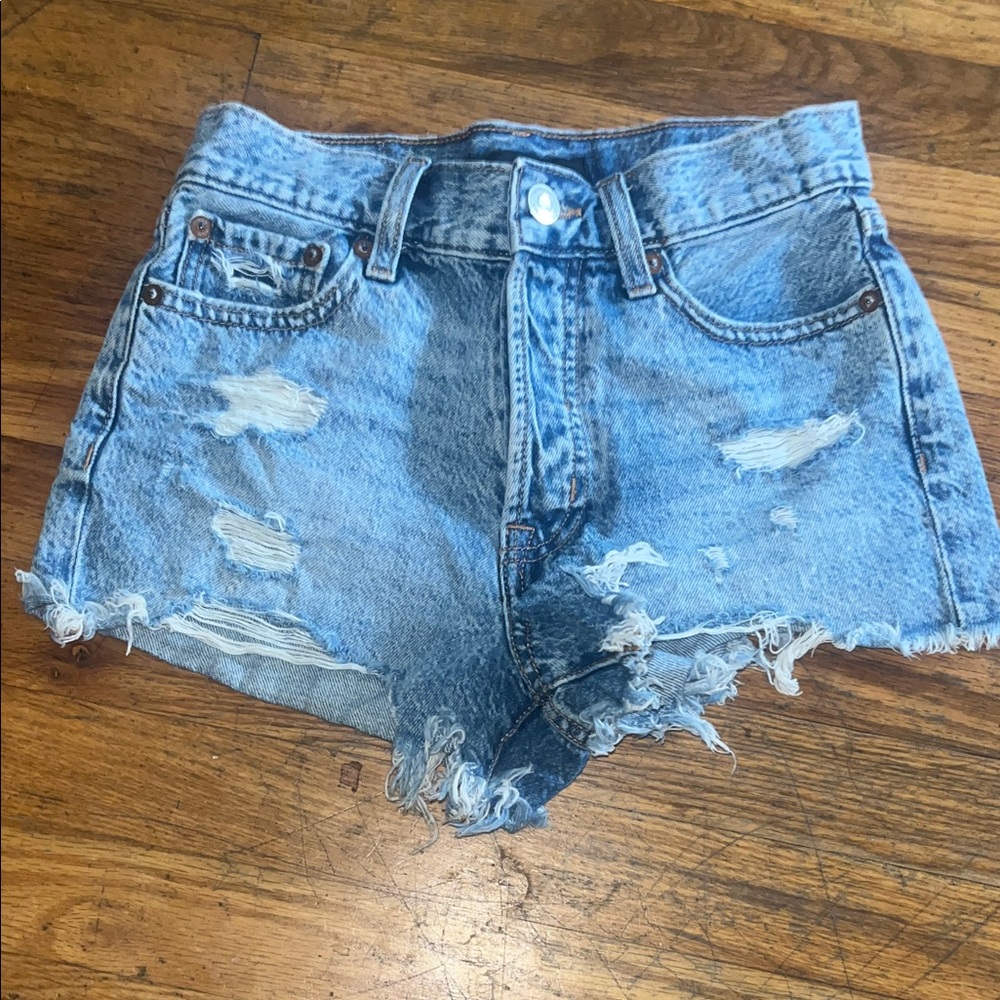 Aeropostale Light Blue Distressed Jean Shorts